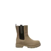*Brunello Cucinelli Suede & Monili Bead Embellished Lug Sole Low Shaft Chelsea Boots, Size 37