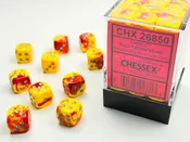 Chessex: Gemini 12mm d6 Red-Yellow/silver Dice Block (36 dice) (CHX26850)