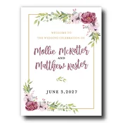 Burgundy Floral Welcome Sign