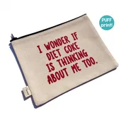 Canvas Zipper Bag | Diet Coke | Puff Print Zipper Pouches
