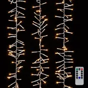 10' Clear Wire Cluster Mantel 300 White Lights with Remote