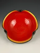 Gilded Split-Rim Tri-Corn Bowl in Speckled Red — Suzanne Crane Fine Stoneware
