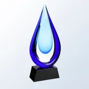 Aquatic Art Glass Award with Black Base