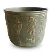 13th - 14th Century Indonesian Bronze Zodiac Beaker / Bowl, Southeast  Asia
