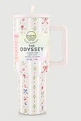 Floral Bow Sparkle Print Tumbler with Straw