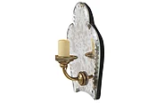 Antiqued Mirror Backed And Brass Scallop Shaped One Light  Sconce