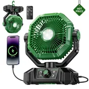 20000mAh Camping Fan with LED Lantern 8 Speed Desk Fan with Remote Portable Outdoor Fan with Hook for Tent Power Outages Jobsite