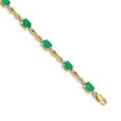 14k Gold Diamond and Oval Emerald Infinity Bracelet