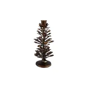 8" Metal Pinecone Shaped Taper Holder, Antique Gold Finish