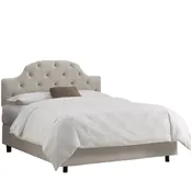 Abigail Velvet Light Grey Tufted Kids California King Bed