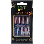 "FERAL" STARS/STRIPES LONG COFFIN SHAPE NAILS
