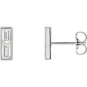 14k White Gold Baguette 3/4 CTW Lab Diamond Bar Earrings
