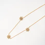3-star Pave Diamond Necklace in Gold-Plated Silver