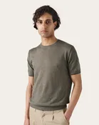 Army Green Linen and Cotton Tshirt