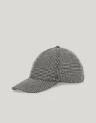 Gray pure wool check baseball cap with piping
