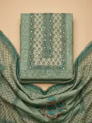 Aqua Green  Chanderi Unstitched Dress Material