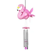 Large WindyWings Whirligig Pink Flamingo Spinning Wind Chime, 11 by 24 Inch