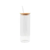 16 oz Clear Glass tumbler for sublimation bamboo lid