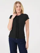 Annette Ruffle Tee in Black