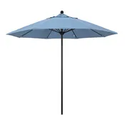 Air Blue 9' Patio Umbrella Black Pole, Sunbrella Canopy