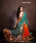 1028 Orange-teal lehenga Outfit Sets