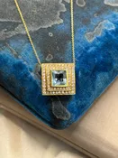Aquamarine & Diamond Pendant Necklace