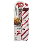 PRIME Candy Cane Power Strip with Low Profile Plug Grounded 3-Prong 6 Outlets