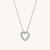 14K White Gold Medium Diamond Heart Outline Pendant Necklace — Zoland