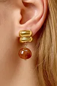 Annina 18K Gold Non-Tarnish Agate Drop Earrings