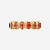 Baby Renaissance Cabochon Oval Red Sapphire Band in 20K Peach Gold