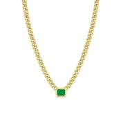 14k Curb Chain Emerald Necklace