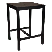 Aluminum Outdoor Bar Table in Black Finish and Dark Walnut Faux Teak