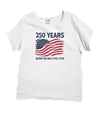 250 Years America - White Short Sleeve Scoop Neck T-Shirt