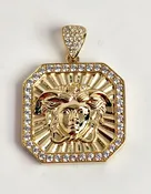 10KT Yellow Gold Medusa Pendant accented with Cubic Zirconia