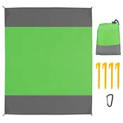 108x96.46in Sand Proof Picnic Blanket Water Resistant Foldable Camping Beach Mat w/ 4 Anchors 1 Carry Bag For 4-6 People