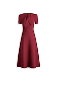 CREPE KNIT CRAVAT TIE DRESS - DARK SAFFRON