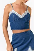 Denim Lace Detail Cami Top