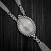 GEMSTONE Oval Quartz Necklace With Tassel