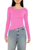 Asymmetrical Ribbed Knit Sweater