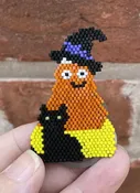 A Silly Candy Corn and Her Black Cat — Bead Soup