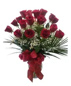 2 DOZEN PREMIUM RED ROSES VASED