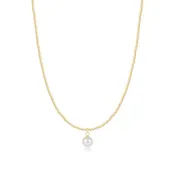 15" Choker Beaded - Classic Gold 2mm - Classic Pearl 8mm Charm