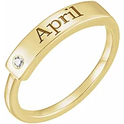 Birthstone Engravable Bar Ring