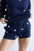 1897 Active Embroidered Star Fleece Shorts for Women in Navy Blue | H375-NAVY