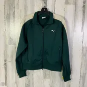 Athletic Jacket By Puma In Green & White, Size: Xl