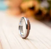 4mm Tungsten Wedding Ring Domed with Real Koa Wood Inlay
