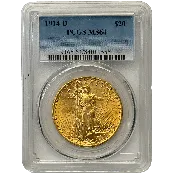 1914-D $20 St. Gaudens PCGS MS64