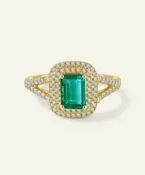 Aanika V. Emerald & Diamond Emerald-Cut Halo Split Shank Ring - 1.70 Ct. T.W.