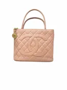 Chanel Pink Vintage "Medallion" Leather Caviar Quilted  Handbag