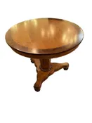 Foyer Pedestal Mahogany Burl Wood Table By Baker Furniture